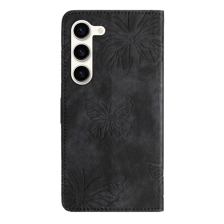 For Samsung Galaxy S25+ 5G Skin-feel Embossed Butterfly Leather Phone Case(Black) - Galaxy S25+ 5G Cases by PMC Jewellery | Online Shopping South Africa | PMC Jewellery | Buy Now Pay Later Mobicred