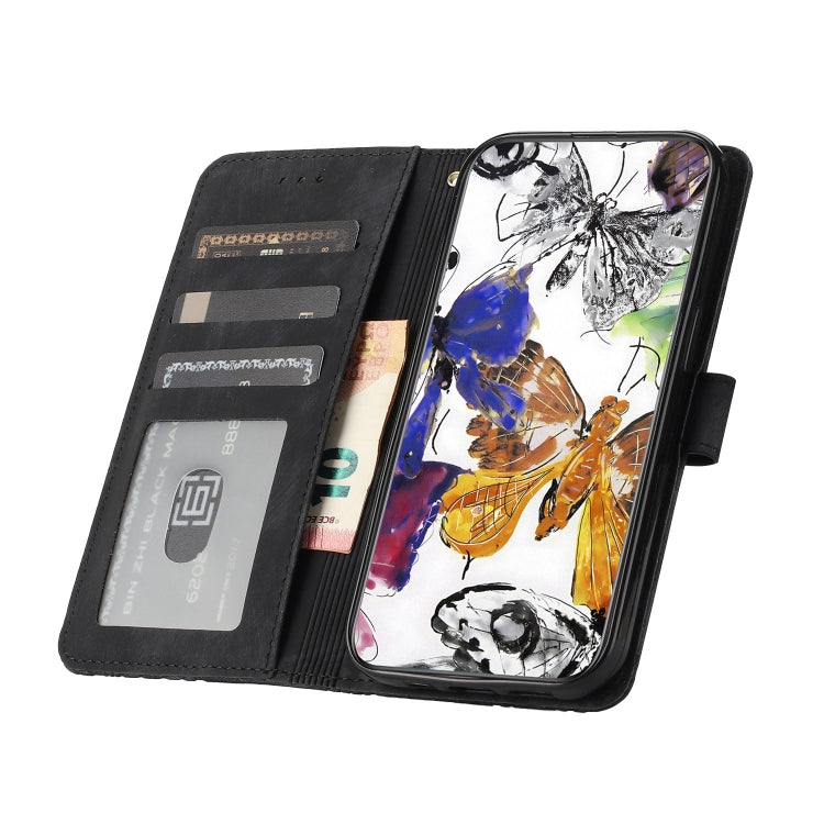 For Samsung Galaxy S25+ 5G Skin-feel Embossed Butterfly Leather Phone Case(Black) - Galaxy S25+ 5G Cases by PMC Jewellery | Online Shopping South Africa | PMC Jewellery | Buy Now Pay Later Mobicred