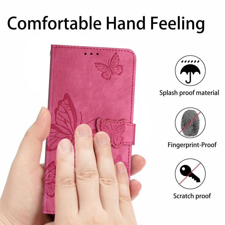 For Samsung Galaxy S25+ 5G Skin-feel Embossed Butterfly Leather Phone Case(Rose Red) - Galaxy S25+ 5G Cases by PMC Jewellery | Online Shopping South Africa | PMC Jewellery | Buy Now Pay Later Mobicred