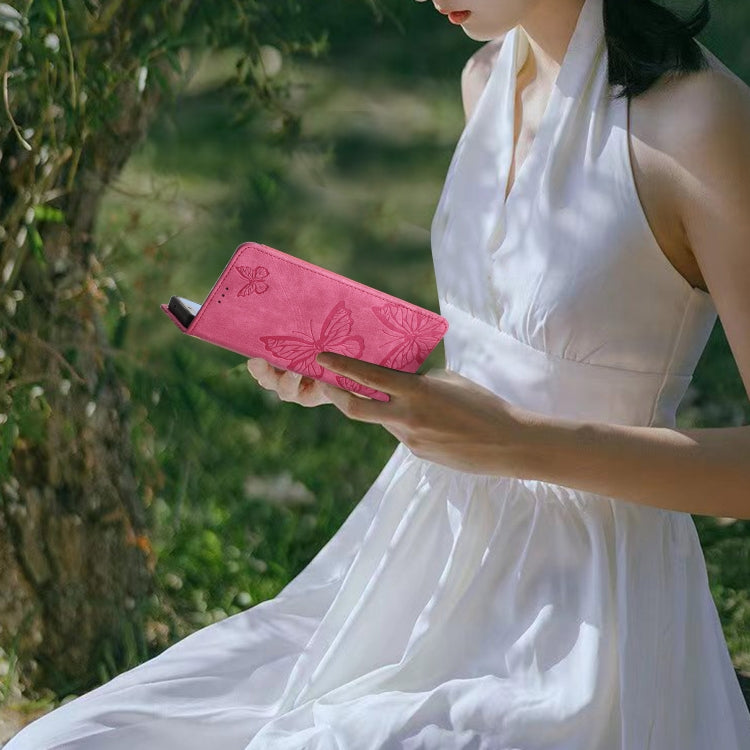 For Samsung Galaxy S25+ 5G Skin-feel Embossed Butterfly Leather Phone Case(Rose Red) - Galaxy S25+ 5G Cases by PMC Jewellery | Online Shopping South Africa | PMC Jewellery | Buy Now Pay Later Mobicred