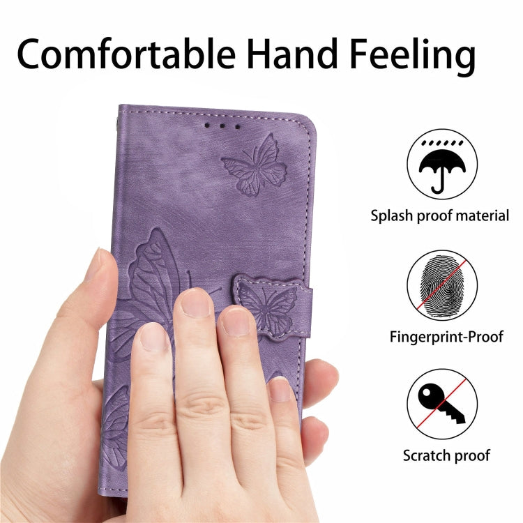 For Samsung Galaxy S25+ 5G Skin-feel Embossed Butterfly Leather Phone Case(Purple) - Galaxy S25+ 5G Cases by PMC Jewellery | Online Shopping South Africa | PMC Jewellery | Buy Now Pay Later Mobicred