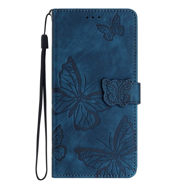 For Samsung Galaxy S25 Ultra 5G Skin-feel Embossed Butterfly Leather Phone Case(Blue) - Galaxy S25 Ultra 5G Tempered Glass by PMC Jewellery | Online Shopping South Africa | PMC Jewellery | Buy Now Pay Later Mobicred