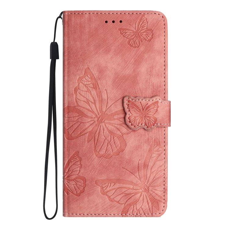 For Samsung Galaxy S25 Ultra 5G Skin-feel Embossed Butterfly Leather Phone Case(Pink) - Galaxy S25 Ultra 5G Tempered Glass by PMC Jewellery | Online Shopping South Africa | PMC Jewellery | Buy Now Pay Later Mobicred