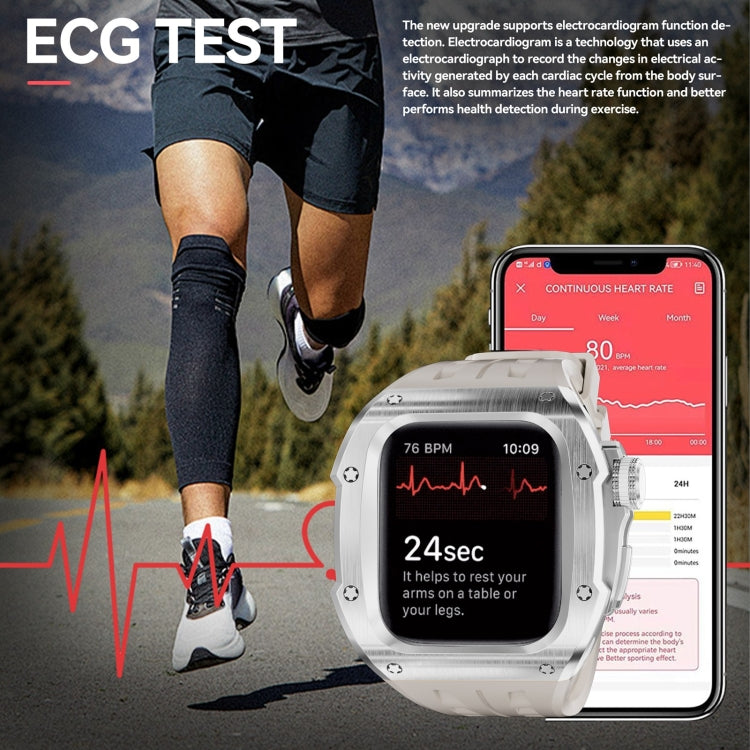 For Apple Watch Series 10 46mm RedPepper Armor Metal Case Integrated Silicone Watch Band(Steel White) - free shipping - PMC Jewellery - Order now!