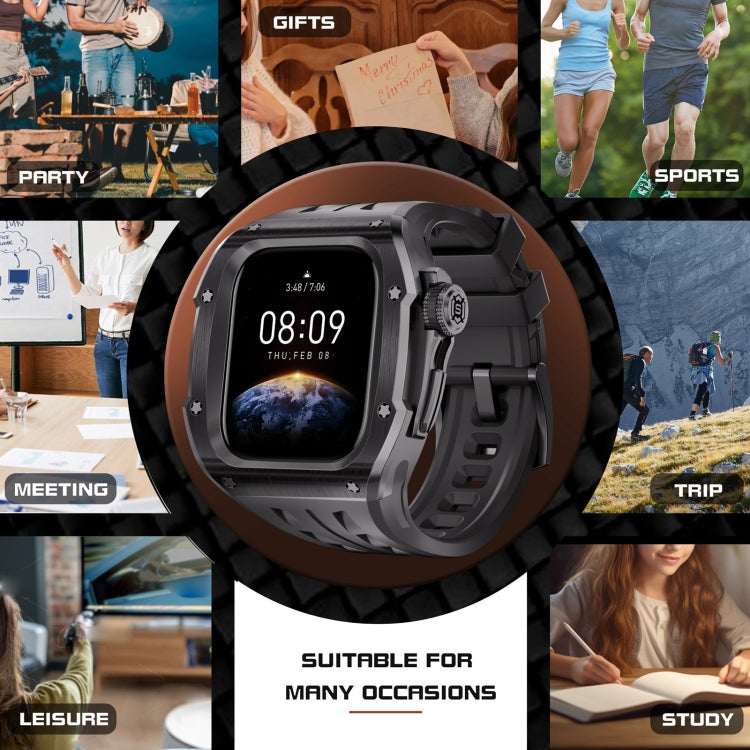 For Apple Watch Series 10 46mm RedPepper Armor Metal Case Integrated Silicone Watch Band(Black) - free shipping - PMC Jewellery - Order now!