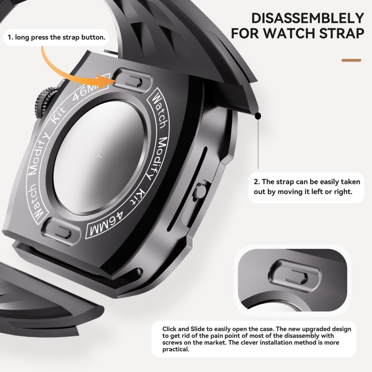 For Apple Watch Series 10 46mm RedPepper Armor Metal Case Integrated Silicone Watch Band(Black) - free shipping - PMC Jewellery - Order now!