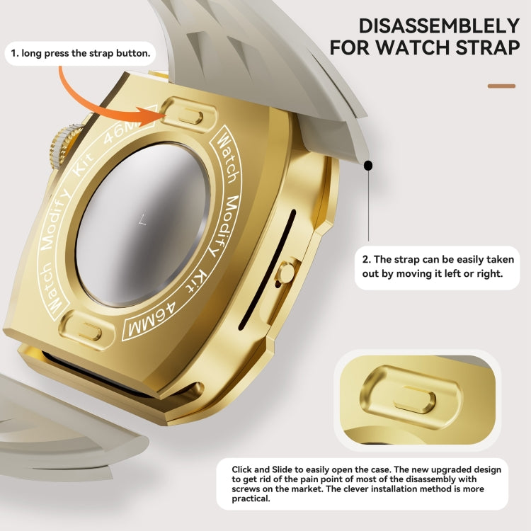 For Apple Watch Series 10 46mm RedPepper Armor Metal Case Integrated Silicone Watch Band(Gold White) - free shipping - PMC Jewellery - Order now!