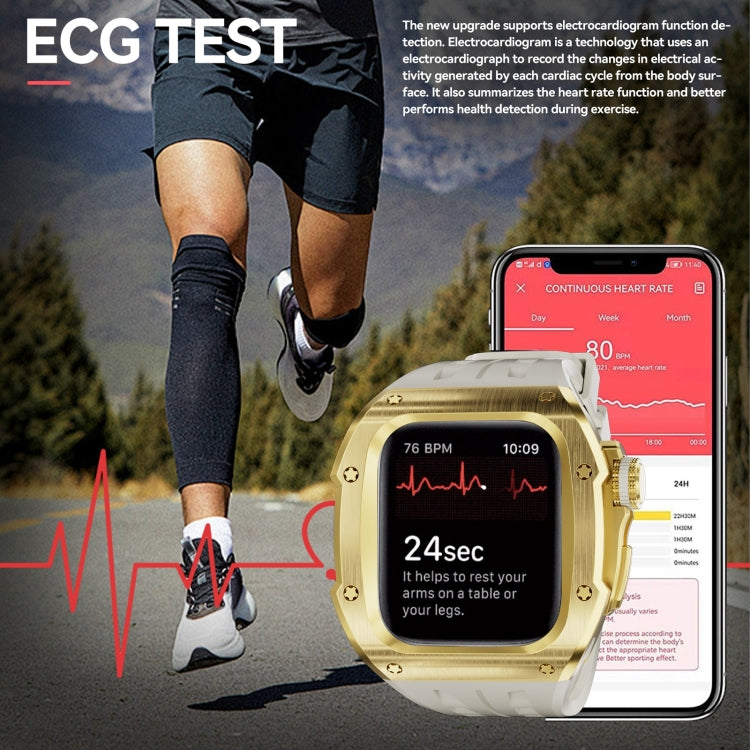 For Apple Watch Series 10 46mm RedPepper Armor Metal Case Integrated Silicone Watch Band(Gold White) - free shipping - PMC Jewellery - Order now!