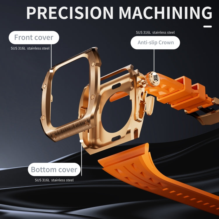 For Apple Watch Series 10 46mm RedPepper Armor Metal Case Integrated Silicone Watch Band(Rose Gold Orange) - free shipping - PMC Jewellery - Order now!