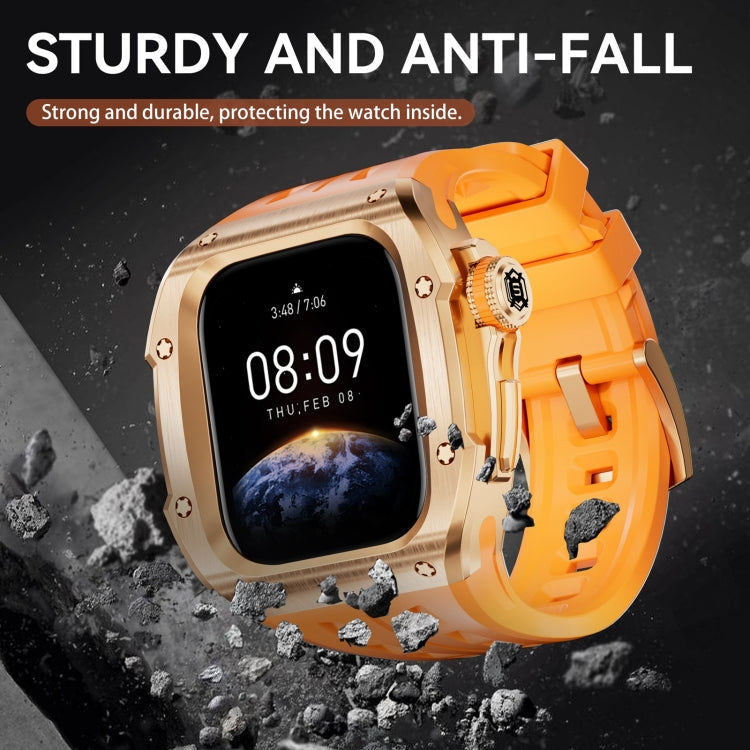 For Apple Watch Series 10 46mm RedPepper Armor Metal Case Integrated Silicone Watch Band(Rose Gold Orange) - free shipping - PMC Jewellery - Order now!