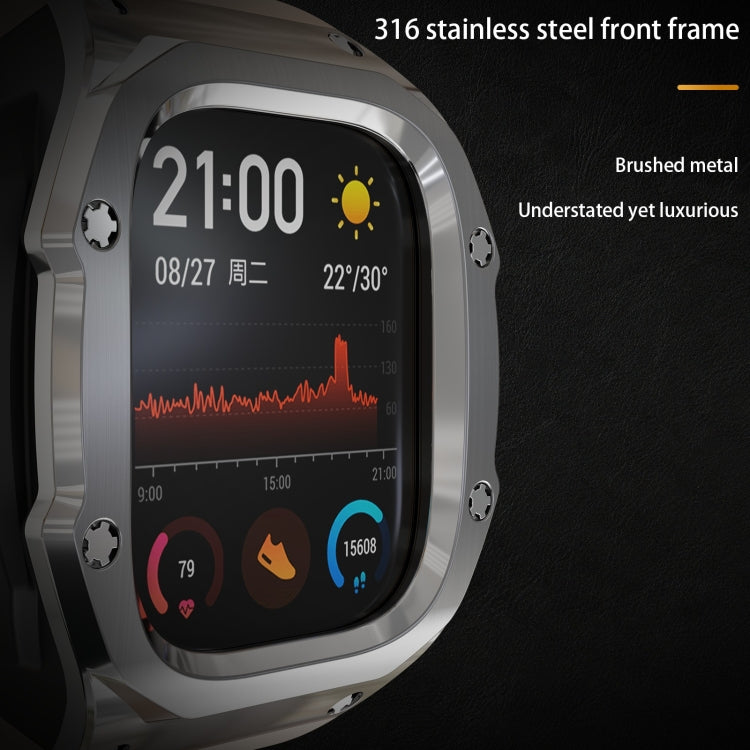 For Apple Watch Ultra 1 / 2 49mm RedPepper Armor Metal Case Integrated Silicone Watch Band(Steel Black White) - free shipping - PMC Jewellery - Order now!