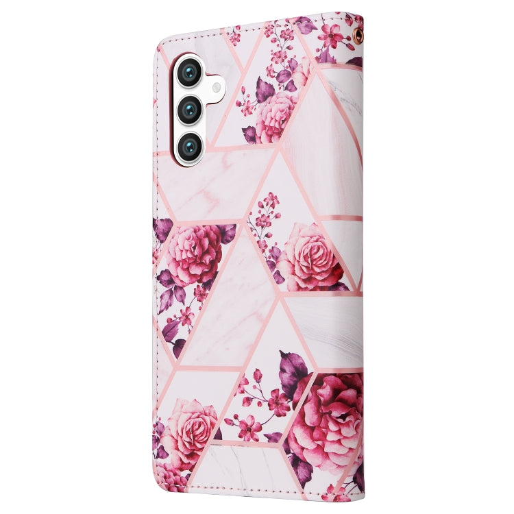 For Samsung Galaxy S25 5G Marble Bronzing Stitching Leather Phone Case(Rose Gold) - Galaxy S25 5G Cases by PMC Jewellery | Online Shopping South Africa | PMC Jewellery | Buy Now Pay Later Mobicred