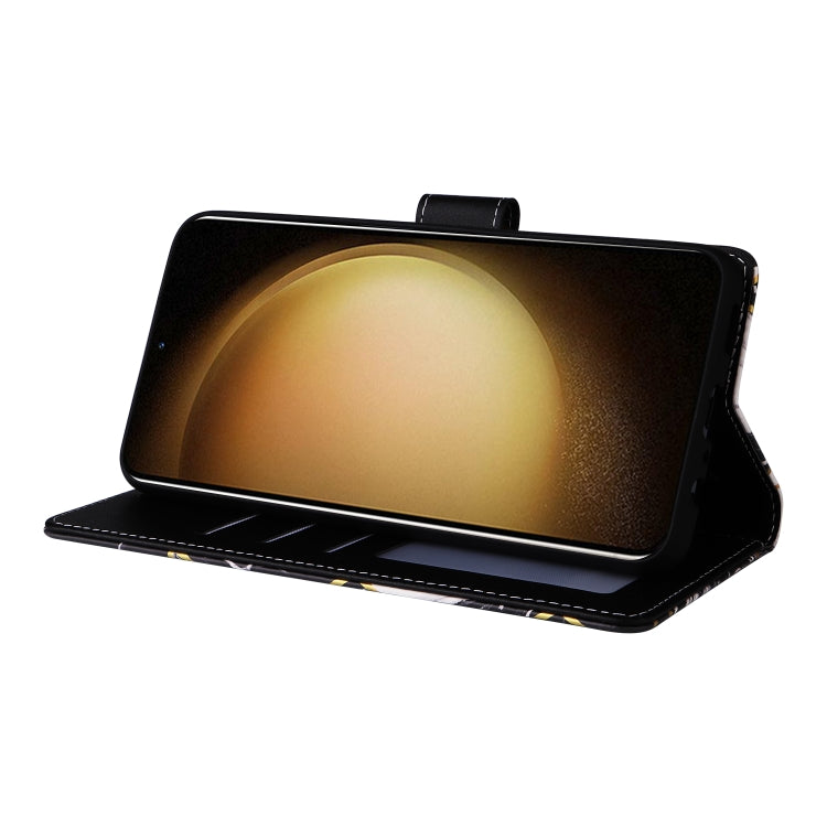 For Samsung Galaxy S25+ 5G Marble Bronzing Stitching Leather Phone Case(Black) - free shipping - PMC Jewellery - Order now!