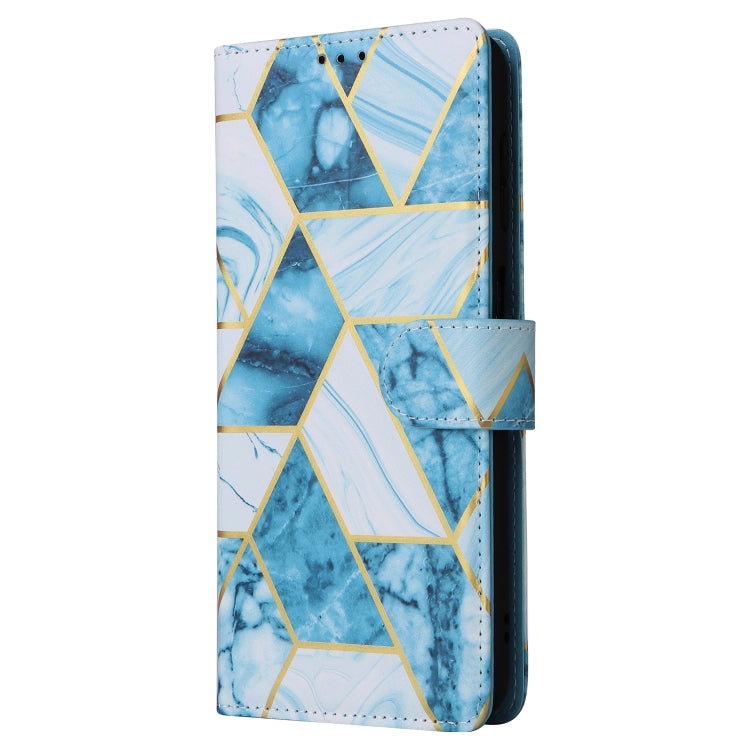For Samsung Galaxy S25+ 5G Marble Bronzing Stitching Leather Phone Case(Blue) - Galaxy S25+ 5G Cases by PMC Jewellery | Online Shopping South Africa | PMC Jewellery | Buy Now Pay Later Mobicred