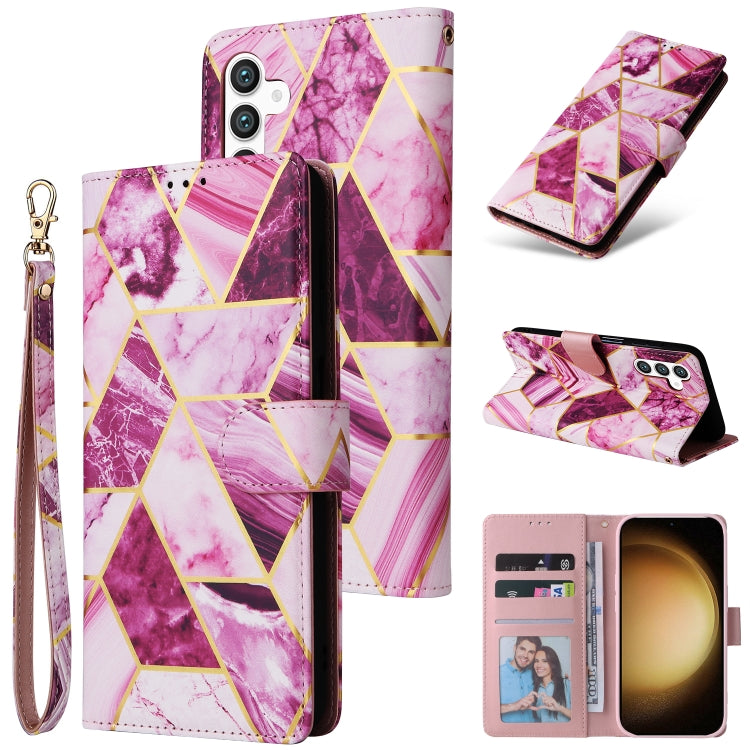 For Samsung Galaxy S25+ 5G Marble Bronzing Stitching Leather Phone Case(Purple) - Galaxy S25+ 5G Cases by PMC Jewellery | Online Shopping South Africa | PMC Jewellery | Buy Now Pay Later Mobicred