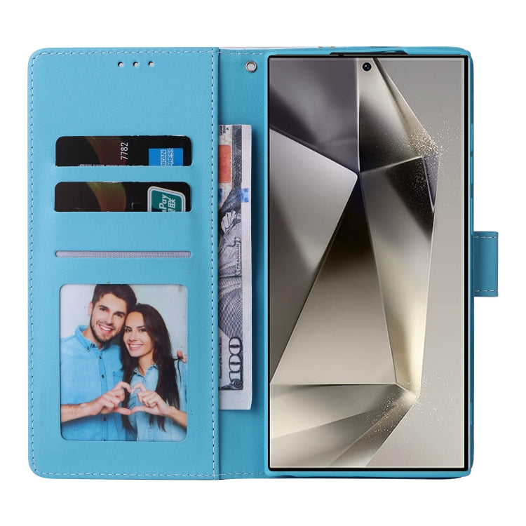 For Samsung Galaxy S25 Ultra 5G Marble Bronzing Stitching Leather Phone Case(Blue) - Galaxy S25 Ultra 5G Cases by PMC Jewellery | Online Shopping South Africa | PMC Jewellery | Buy Now Pay Later Mobicred