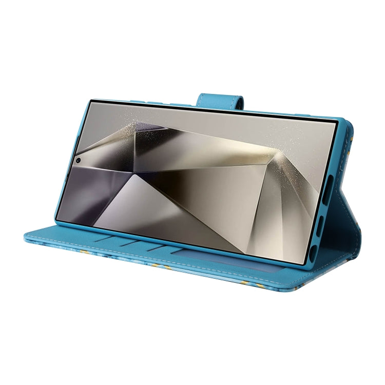 For Samsung Galaxy S25 Ultra 5G Marble Bronzing Stitching Leather Phone Case(Blue) - Galaxy S25 Ultra 5G Cases by PMC Jewellery | Online Shopping South Africa | PMC Jewellery | Buy Now Pay Later Mobicred