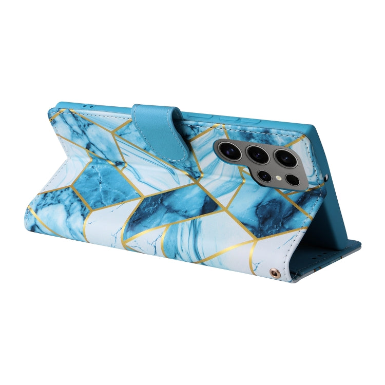 For Samsung Galaxy S25 Ultra 5G Marble Bronzing Stitching Leather Phone Case(Blue) - Galaxy S25 Ultra 5G Cases by PMC Jewellery | Online Shopping South Africa | PMC Jewellery | Buy Now Pay Later Mobicred