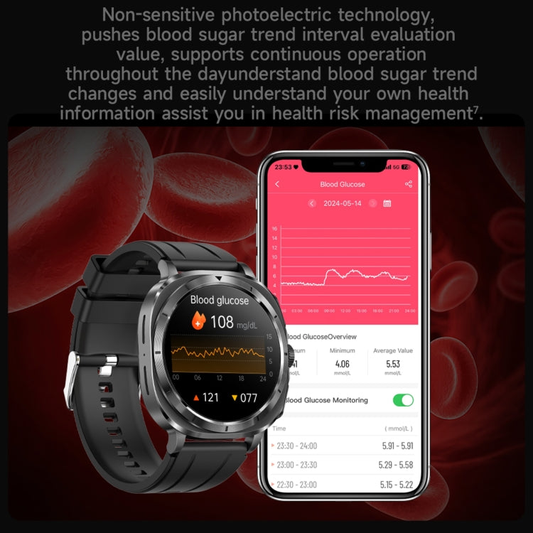 ET492 1.43 inch AMOLED Screen Silicone Strap Smart Watch Supports ECG/Blood Sugar Monitoring(Black) - Smart Watches by PMC TechLife | Online Shopping South Africa | PMC TechLife | Buy Now Pay Later Mobicred