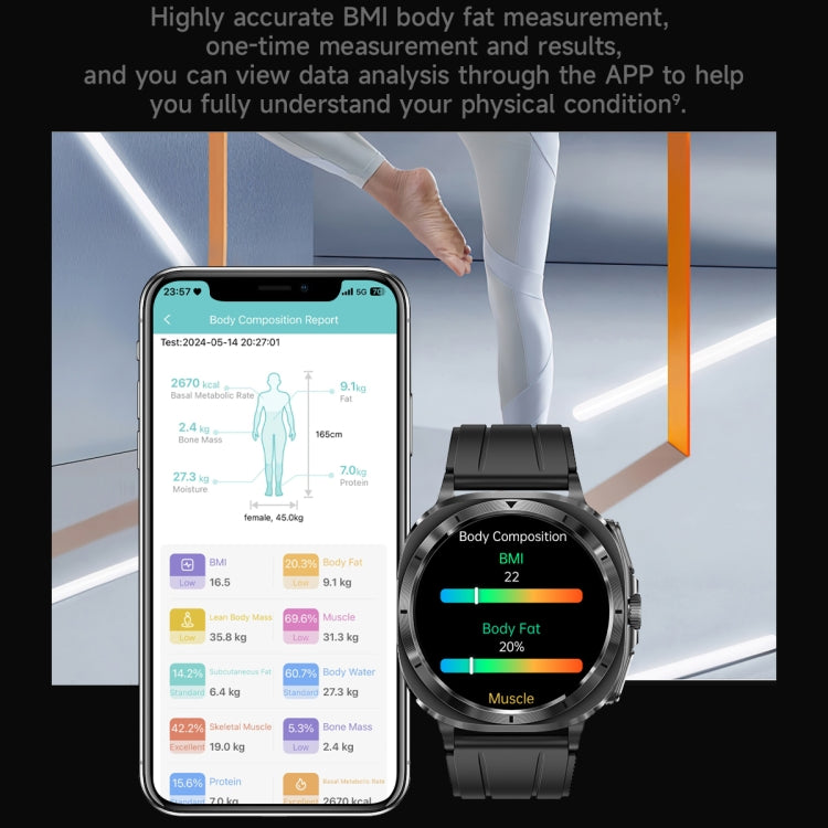 ET492 1.43 inch AMOLED Screen Steel Strap Smart Watch Supports ECG/Blood Sugar Monitoring(Black) - Smart Watches by PMC TechLife | Online Shopping South Africa | PMC TechLife | Buy Now Pay Later Mobicred