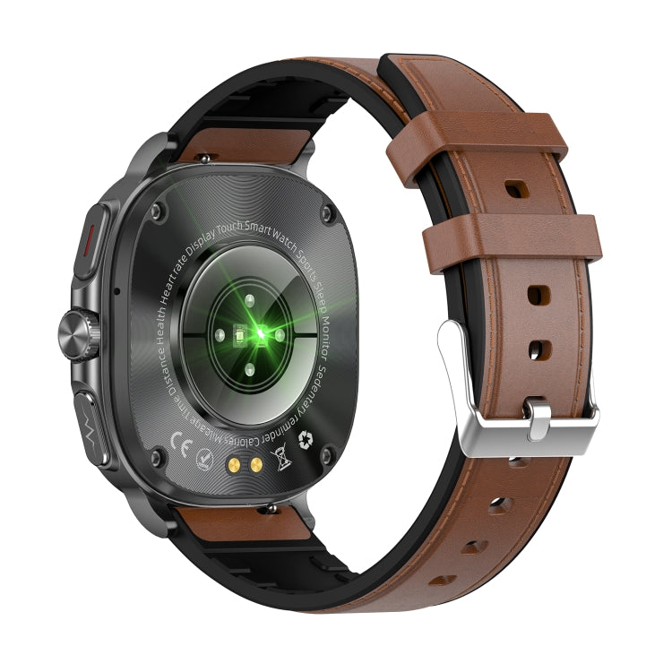 ET492 1.43 inch AMOLED Screen Leather Strap Smart Watch Supports ECG/Blood Sugar Monitoring(Brown) - Smart Watches by PMC TechLife | Online Shopping South Africa | PMC TechLife | Buy Now Pay Later Mobicred