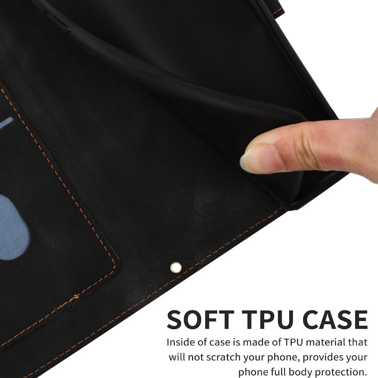 For iPhone 16e Floral Pattern Leather Phone Case with Lanyard(Black) - iPhone 16e Cases by PMC TechLife | Online Shopping South Africa | PMC TechLife | Buy Now Pay Later Mobicred