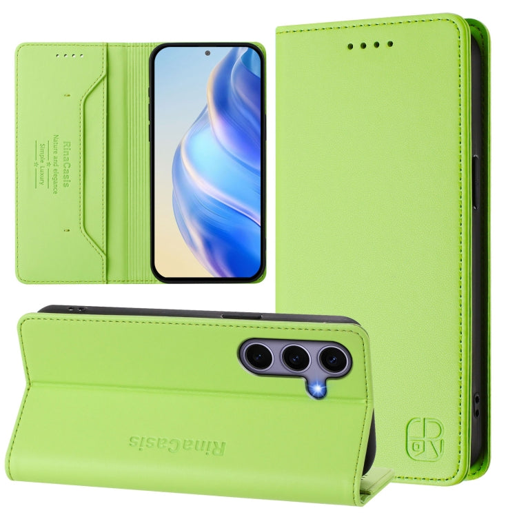 For Samsung Galaxy S24 / S25 5G RC01 Dual-Folded Magnetic Suction RFID Leather Phone Case(Grass Green) - Galaxy S25 5G Cases by PMC TechLife | Online Shopping South Africa | PMC TechLife | Buy Now Pay Later Mobicred