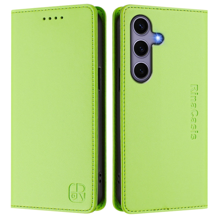 For Samsung Galaxy S24 / S25 5G RC01 Dual-Folded Magnetic Suction RFID Leather Phone Case(Grass Green) - Galaxy S25 5G Cases by PMC TechLife | Online Shopping South Africa | PMC TechLife | Buy Now Pay Later Mobicred