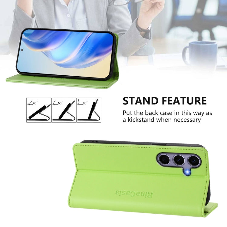 For Samsung Galaxy S24 / S25 5G RC01 Dual-Folded Magnetic Suction RFID Leather Phone Case(Grass Green) - Galaxy S25 5G Cases by PMC TechLife | Online Shopping South Africa | PMC TechLife | Buy Now Pay Later Mobicred