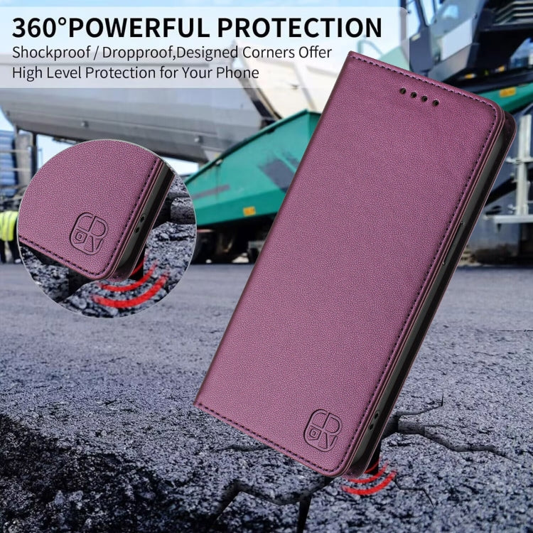 For Samsung Galaxy S24 / S25 5G RC01 Dual-Folded Magnetic Suction RFID Leather Phone Case(Violet) - Galaxy S25 5G Cases by PMC TechLife | Online Shopping South Africa | PMC TechLife | Buy Now Pay Later Mobicred