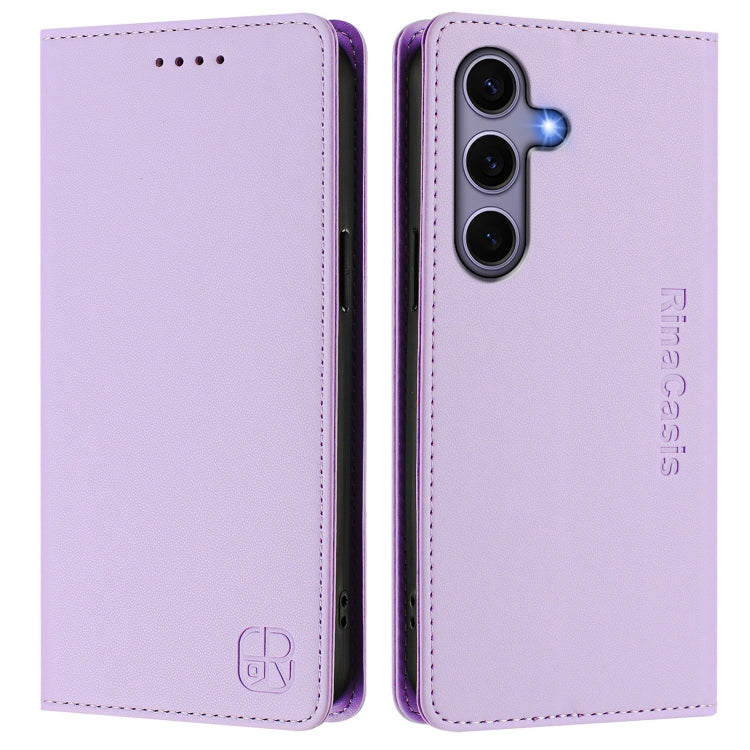 For Samsung Galaxy S24+ / S25+ 5G RC01 Dual-Folded Magnetic Suction RFID Leather Phone Case(Light Purple) - Galaxy S25+ 5G Cases by PMC TechLife | Online Shopping South Africa | PMC TechLife | Buy Now Pay Later Mobicred