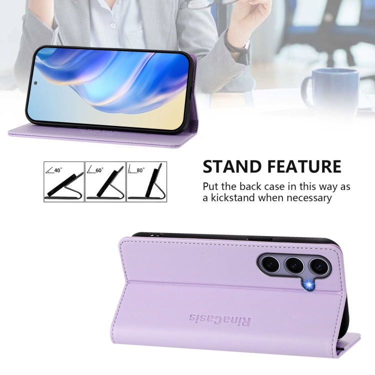 For Samsung Galaxy S24+ / S25+ 5G RC01 Dual-Folded Magnetic Suction RFID Leather Phone Case(Light Purple) - Galaxy S25+ 5G Cases by PMC TechLife | Online Shopping South Africa | PMC TechLife | Buy Now Pay Later Mobicred
