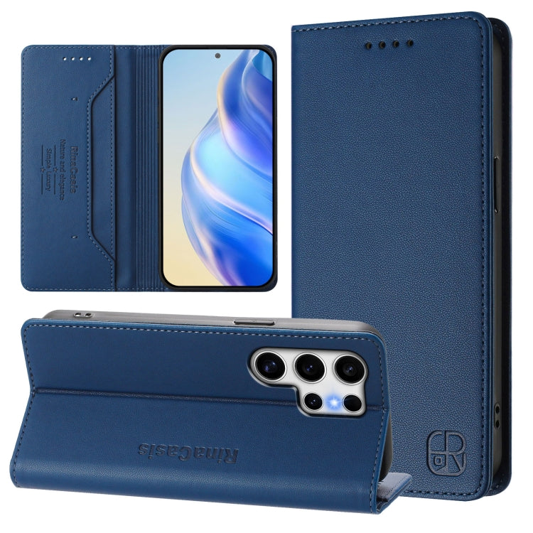 For Samsung Galaxy S25 Ultra 5G RC01 Dual-Folded Magnetic Suction RFID Leather Phone Case(Dark Blue) - free shipping - PMC TechLife - Order now!
