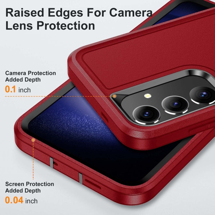 For Samsung Galaxy S24 / S25 5G Rugged PC Hybrid Silicone Phone Case with Holder(Red+Black) - Galaxy S25 5G Cases by PMC Jewellery | Online Shopping South Africa | PMC Jewellery | Buy Now Pay Later Mobicred