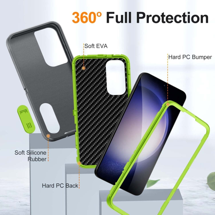 For Samsung Galaxy S24 / S25 5G Rugged PC Hybrid Silicone Phone Case with Holder(Grey+Fresh Green) - free shipping - PMC Jewellery - Order now!