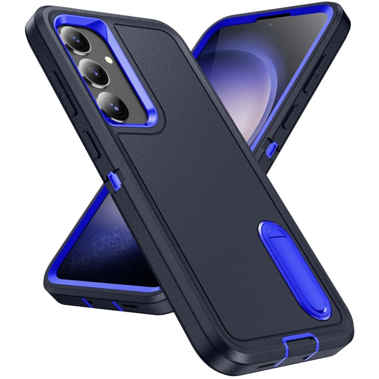 For Samsung Galaxy S24 / S25 5G Rugged PC Hybrid Silicone Phone Case with Holder(Dark Blue+Royal Blue) - Galaxy S25 5G Cases by PMC Jewellery | Online Shopping South Africa | PMC Jewellery | Buy Now Pay Later Mobicred
