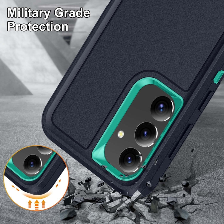 For Samsung Galaxy S24 / S25 5G Rugged PC Hybrid Silicone Phone Case with Holder(Dark Blue+Light Green) - Galaxy S25 5G Cases by PMC Jewellery | Online Shopping South Africa | PMC Jewellery | Buy Now Pay Later Mobicred