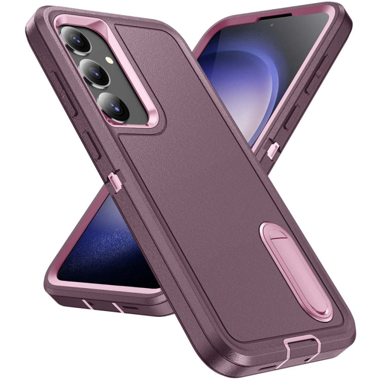 For Samsung Galaxy S24 / S25 5G Rugged PC Hybrid Silicone Phone Case with Holder(Purple+Pink) - Galaxy S25 5G Cases by PMC Jewellery | Online Shopping South Africa | PMC Jewellery | Buy Now Pay Later Mobicred
