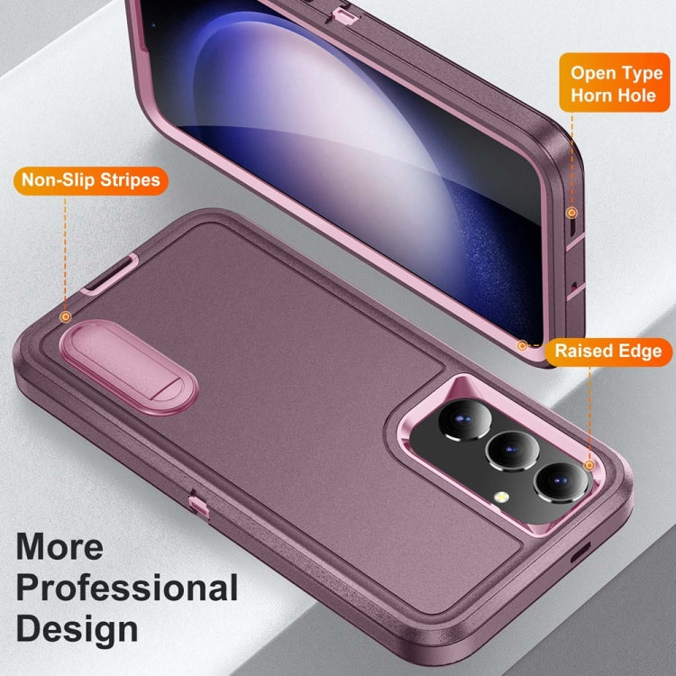For Samsung Galaxy S24 / S25 5G Rugged PC Hybrid Silicone Phone Case with Holder(Purple+Pink) - Galaxy S25 5G Cases by PMC Jewellery | Online Shopping South Africa | PMC Jewellery | Buy Now Pay Later Mobicred