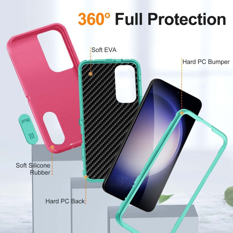 For Samsung Galaxy S24+ / S25+ 5G Rugged PC Hybrid Silicone Phone Case with Holder(Rose Red+Light Green) - Galaxy S25+ 5G Cases by PMC Jewellery | Online Shopping South Africa | PMC Jewellery | Buy Now Pay Later Mobicred