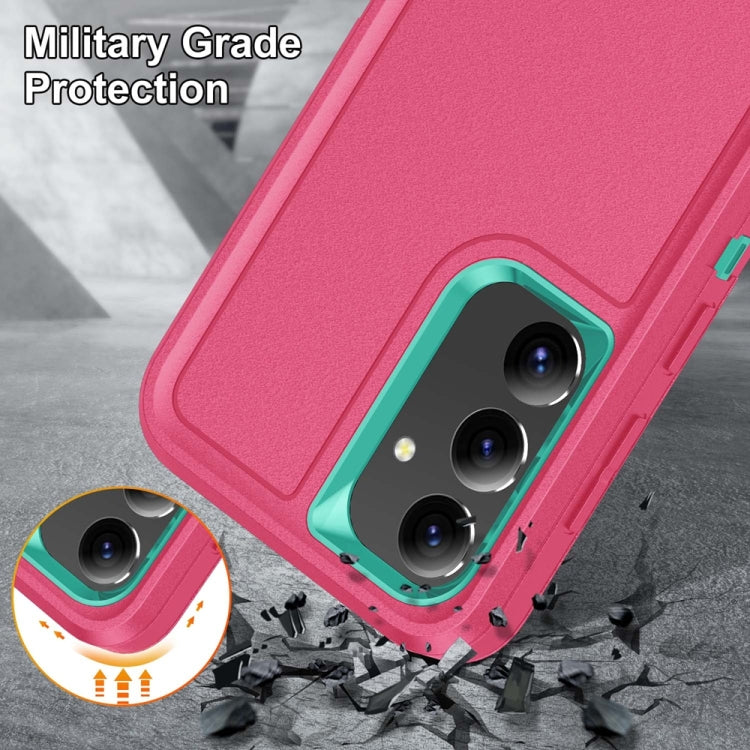 For Samsung Galaxy S24+ / S25+ 5G Rugged PC Hybrid Silicone Phone Case with Holder(Rose Red+Light Green) - Galaxy S25+ 5G Cases by PMC Jewellery | Online Shopping South Africa | PMC Jewellery | Buy Now Pay Later Mobicred