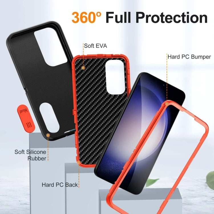 For Samsung Galaxy S24+ / S25+ 5G Rugged PC Hybrid Silicone Phone Case with Holder(Black+Orange) - Galaxy S25+ 5G Cases by PMC Jewellery | Online Shopping South Africa | PMC Jewellery | Buy Now Pay Later Mobicred
