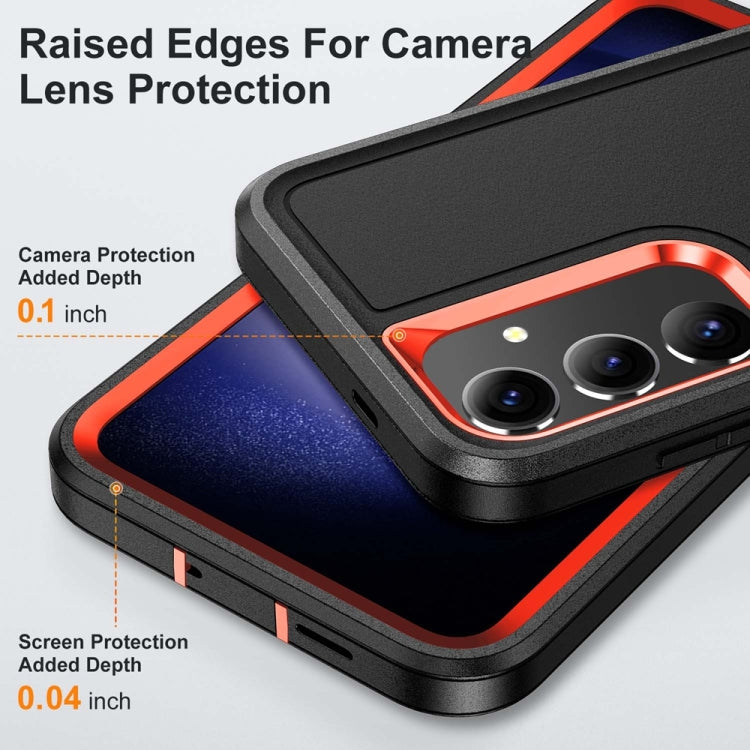 For Samsung Galaxy S24+ / S25+ 5G Rugged PC Hybrid Silicone Phone Case with Holder(Black+Orange) - Galaxy S25+ 5G Cases by PMC Jewellery | Online Shopping South Africa | PMC Jewellery | Buy Now Pay Later Mobicred