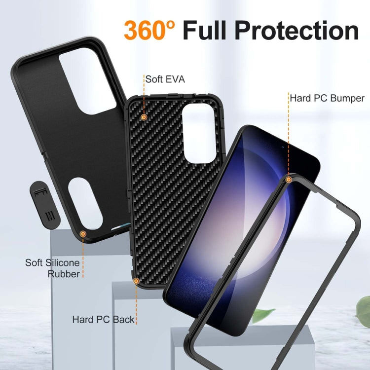 For Samsung Galaxy S24+ / S25+ 5G Rugged PC Hybrid Silicone Phone Case with Holder(Black) - Galaxy S25+ 5G Cases by PMC Jewellery | Online Shopping South Africa | PMC Jewellery | Buy Now Pay Later Mobicred