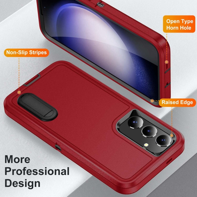 For Samsung Galaxy S24+ / S25+ 5G Rugged PC Hybrid Silicone Phone Case with Holder(Red+Black) - Galaxy S25+ 5G Cases by PMC Jewellery | Online Shopping South Africa | PMC Jewellery | Buy Now Pay Later Mobicred