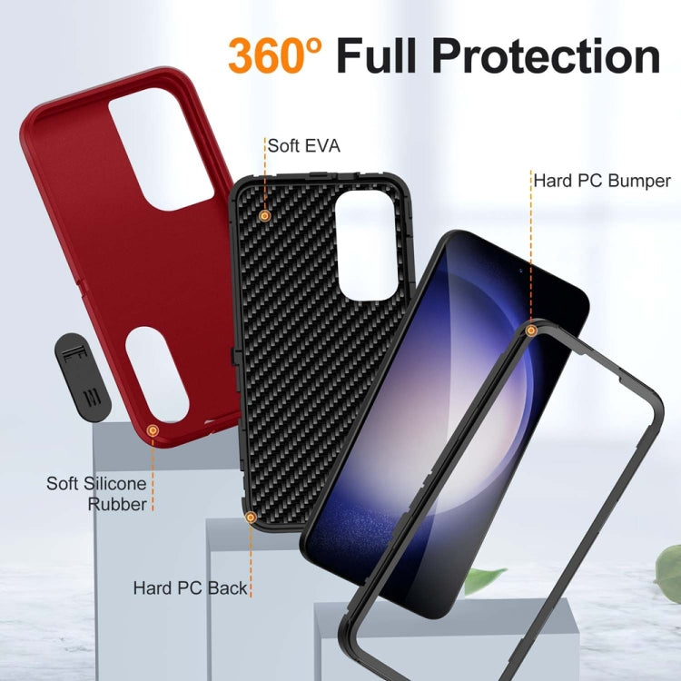 For Samsung Galaxy S24+ / S25+ 5G Rugged PC Hybrid Silicone Phone Case with Holder(Red+Black) - Galaxy S25+ 5G Cases by PMC Jewellery | Online Shopping South Africa | PMC Jewellery | Buy Now Pay Later Mobicred
