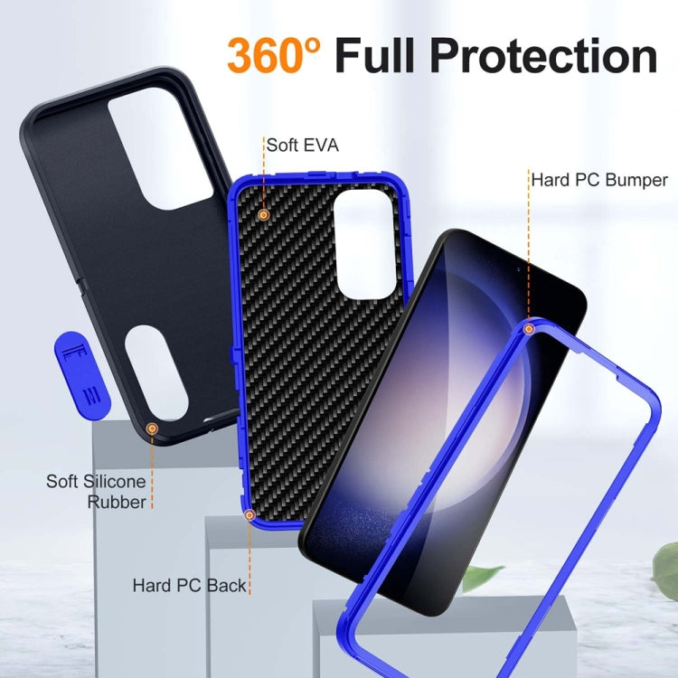 For Samsung Galaxy S24+ / S25+ 5G Rugged PC Hybrid Silicone Phone Case with Holder(Dark Blue+Royal Blue) - Galaxy S25+ 5G Cases by PMC Jewellery | Online Shopping South Africa | PMC Jewellery | Buy Now Pay Later Mobicred