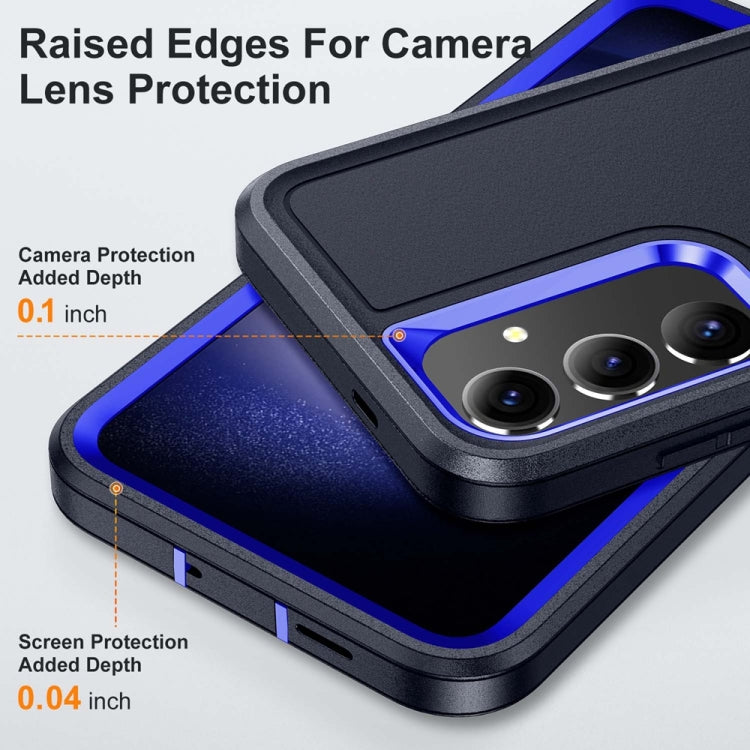 For Samsung Galaxy S24+ / S25+ 5G Rugged PC Hybrid Silicone Phone Case with Holder(Dark Blue+Royal Blue) - Galaxy S25+ 5G Cases by PMC Jewellery | Online Shopping South Africa | PMC Jewellery | Buy Now Pay Later Mobicred