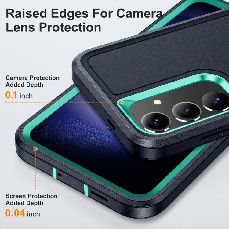 For Samsung Galaxy S24+ / S25+ 5G Rugged PC Hybrid Silicone Phone Case with Holder(Dark Blue+Light Green) - Galaxy S25+ 5G Cases by PMC Jewellery | Online Shopping South Africa | PMC Jewellery | Buy Now Pay Later Mobicred