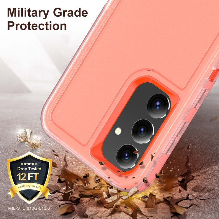 For Samsung Galaxy S24+ / S25+ 5G Rugged PC Hybrid Silicone Phone Case with Holder(Transparent+Orange) - Galaxy S25+ 5G Cases by PMC Jewellery | Online Shopping South Africa | PMC Jewellery | Buy Now Pay Later Mobicred